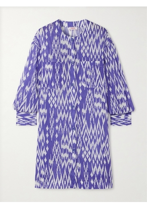 Eres - Printed Cotton-voile Mini Shirt Dress - Purple - small,medium,large