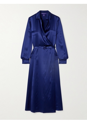 Ralph Lauren Collection - Aniyah Belted Silk-satin Midi Wrap Dress - Blue - US4,US6,US8,US10,US12