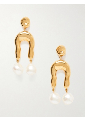 AGMES - Small Imogene Recycled Gold Vermeil Pearl Earrings - One size