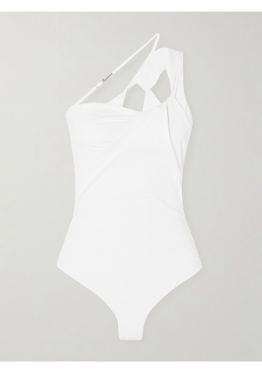 Nike - + Jacquemus One-shoulder Cutout Draped Stretch Thong Bodysuit - White - x small,small,medium