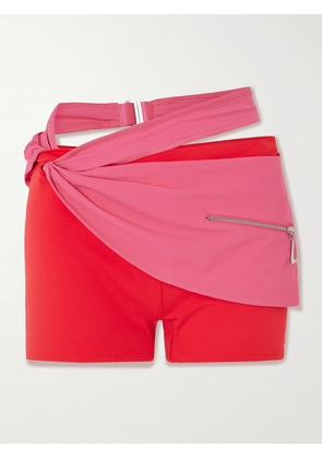 Nike - + Jacquemus Belted Layered Stretch Shorts - Pink - xx small,x small,small,medium,large