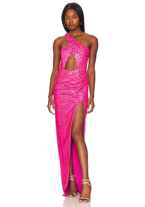 Katie May Mika Gown in Fuchsia. Size L, S, XL, XS.
