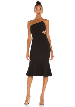 LIKELY Fina Midi Dress in Black. Size 8.