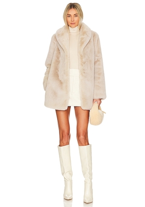 MAJORELLE Tatiana Faux Fur Coat in Beige. Size XS.