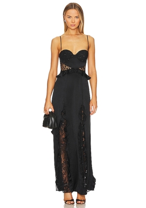 MAJORELLE Ella Gown in Black. Size L, S, XL, XS.