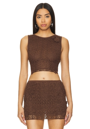 LOBA Sandia Top in Brown. Size M, S, XL, XS.