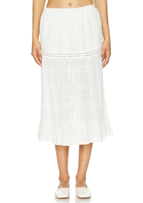 LOBA Valeria Midi Skirt in Ivory. Size M, S, XL, XS.