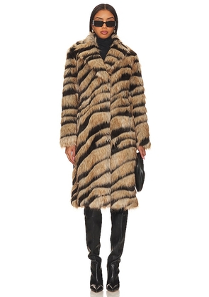 Unreal Fur Bengal Kiss Coat in Beige. Size M, XS.