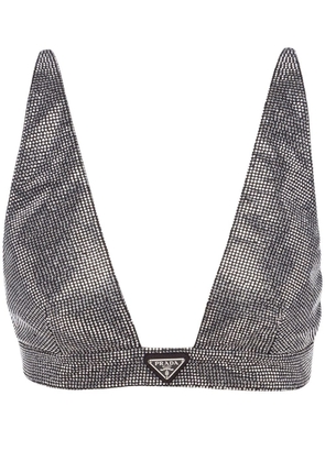 Prada triangle-logo embellished bralette - Silver