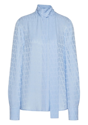 Valentino Garavani Toile Iconographe silk jacquard blouse - Blue