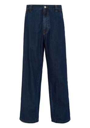 Prada high-rise enamel-logo wide-leg jeans - Blue