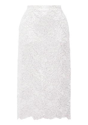 Simone Rocha laminated lace midi skirt - White
