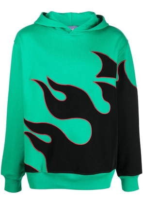 Just Don flame-print cotton hoodie - Green