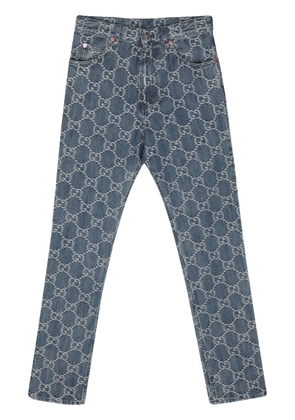 Gucci GG-jacquard mid-rise straight-leg jeans - Blue