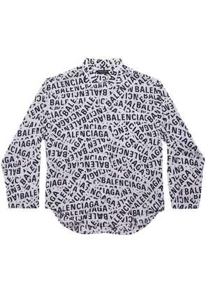 Balenciaga oversized logo-print cotton shirt - White