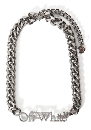 Off-White Bookish logo chain necklace - Silver