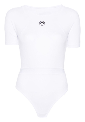 Marine Serre Moon-embroidered ribbed body - White