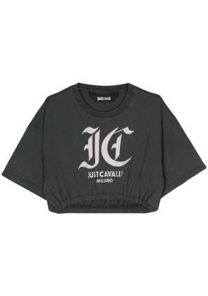 Just Cavalli logo-print cropped T-shirt - Grey