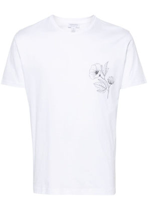Sunspel floral-print cotton T-shirt - White