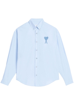 AMI Paris embroidered-logo cotton shirt - Blue