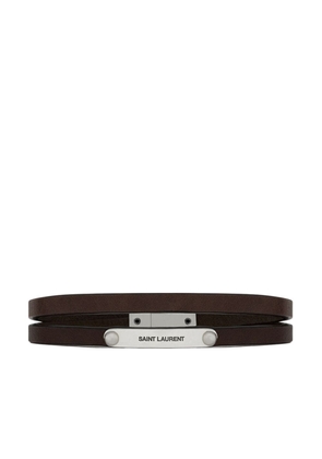 Saint Laurent ID-plaque leather bracelet - Brown