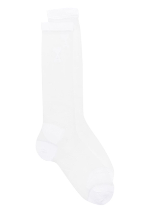 AMI Paris Ami de Coeur-embroidered sheer socks - White