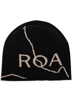 ROA logo organic cotton beanie - Black