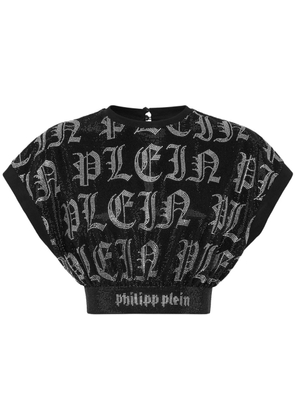 Philipp Plein crystal-embellished cropped top - Black