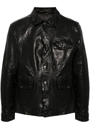 Yohji Yamamoto classic-collar leather jacket - Black