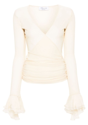 Blumarine wrap-design long-sleeve top - Neutrals