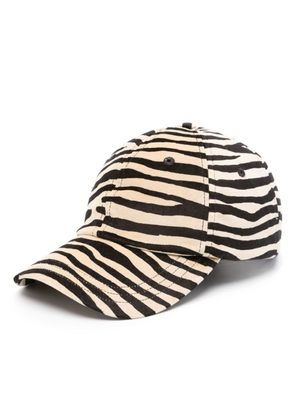 Rabanne tiger-striped cotton cap - Neutrals