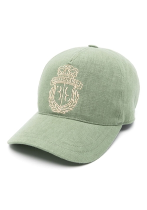 Billionaire crest-embroidered linen baseball cap - Green
