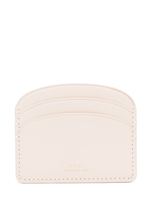 A.P.C. logo-debossed leather card holder - Neutrals