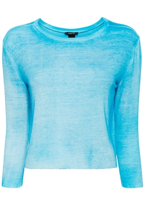 Avant Toi fine-ribbed cropped T-shirt - Blue