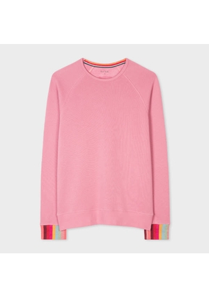 Paul Smith Women's Dusky Pink Lounge Sweatshirt With 'Swirl Stripe' Cuffs