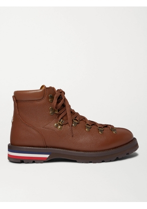 Moncler - Striped Full-Grain Leather Boots - Men - Brown - EU 40