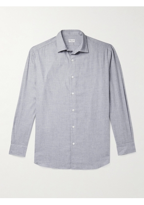 Charvet - Cotton and Wool-Blend Flannel Shirt - Men - Gray - EU 38