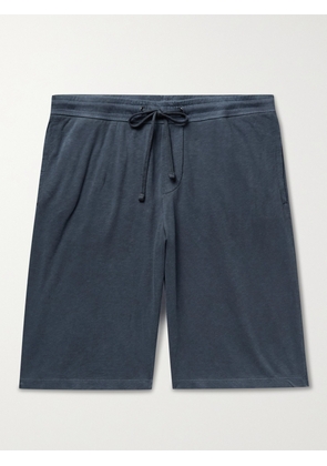 James Perse - Mélange Loopback Cotton-Jersey Drawstring Shorts - Men - Blue - 1