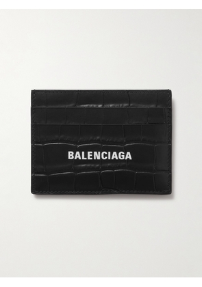 Balenciaga - Logo-Print Croc-Effect Leather Cardholder - Men - Black