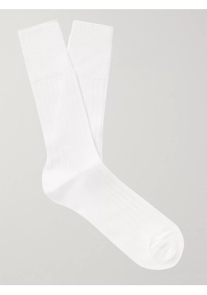 Mr P. - Ribbed Cotton-Blend Socks - Men - White