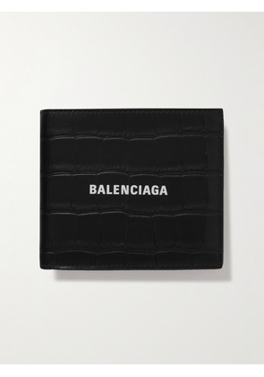 Balenciaga - Logo-Print Croc-Effect Leather Billfold Wallet - Men - Black