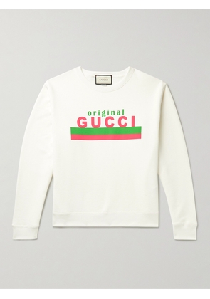 Gucci - Logo-Print Cotton-Jersey Sweatshirt - Men - Neutrals - XS