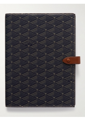 Métier - Leather-Trimmed Printed Canvas Notebook - Men - Blue