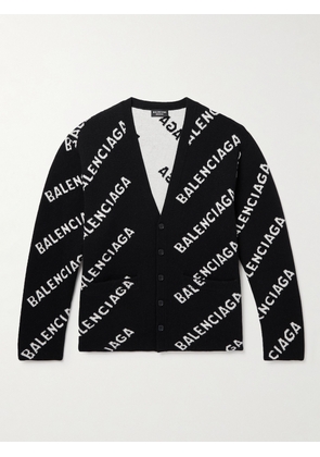 Balenciaga - Logo-Intarsia Wool-Blend Cardigan - Men - Black - XS