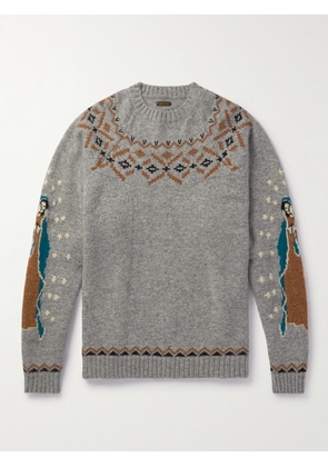 KAPITAL - Intarsia Wool Sweater - Men - Gray - 3