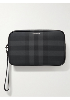 Burberry - Checked Coated-Canvas Pouch - Men - Gray
