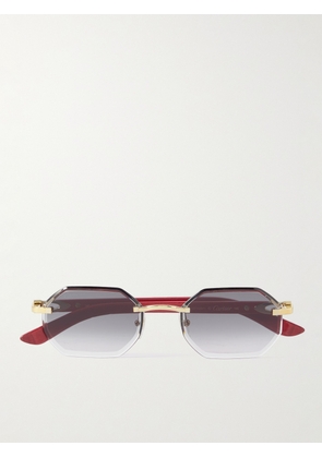 Cartier Eyewear - Octagon-Frame Gold-Tone and Wood Sunglasses - Men - Red