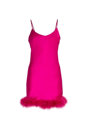 Gilda & Pearl Silk Feather-Trim Kitty Slip Dress