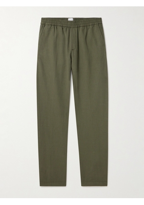 Sunspel - Straight-Leg Cotton and Linen-Blend Drawstring Trousers - Men - Green - S
