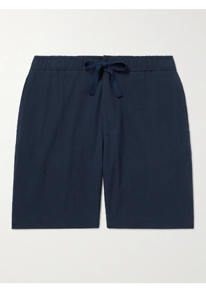 Officine Générale - Phill Straight-Leg Cotton-Seersucker Drawstring Shorts - Men - Blue - IT 44